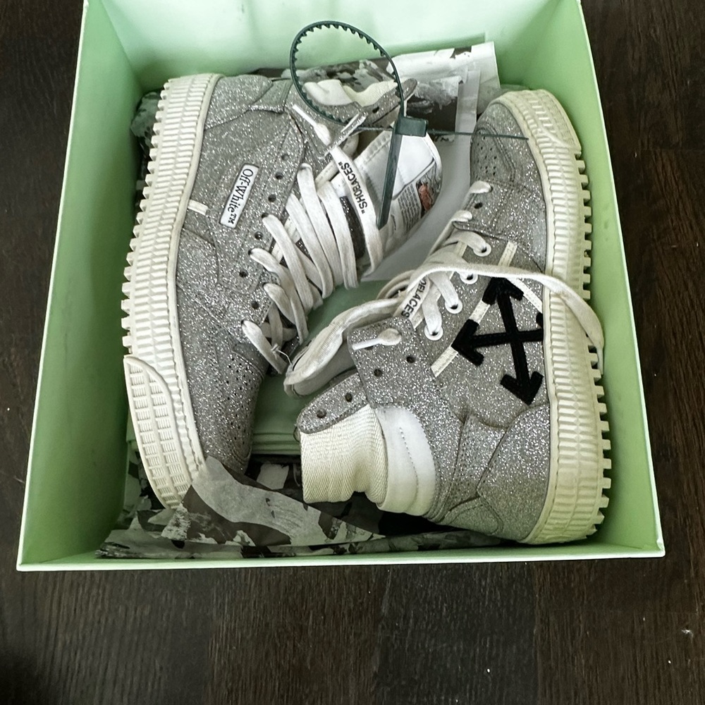Off-White silver sneakers size 9